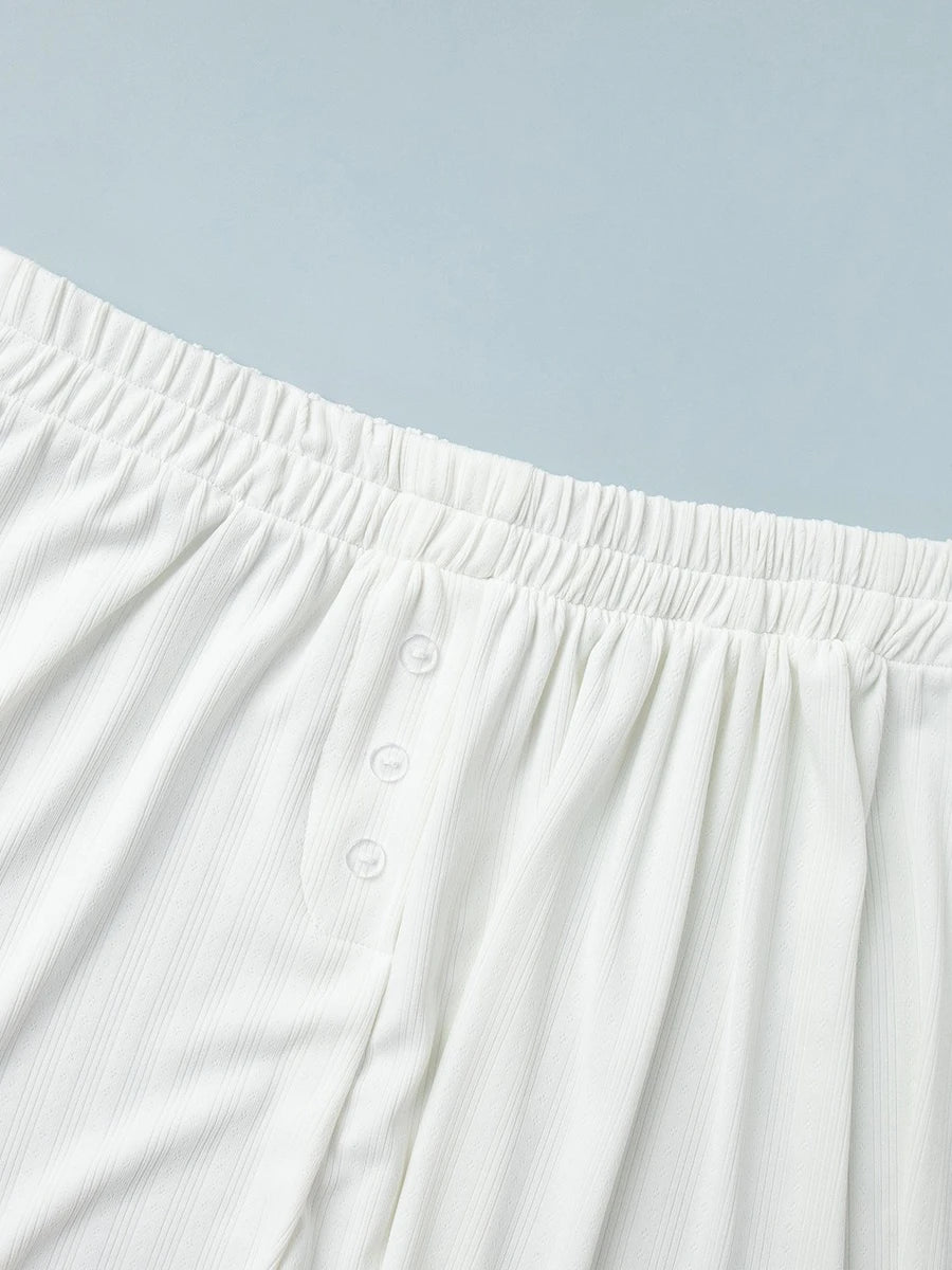 Muzuleva Summer New Women's Short Sleeved Shorts Pajama Set Elegant Jacquard Weave Breathable Homewear Daily Lounge & Sleep