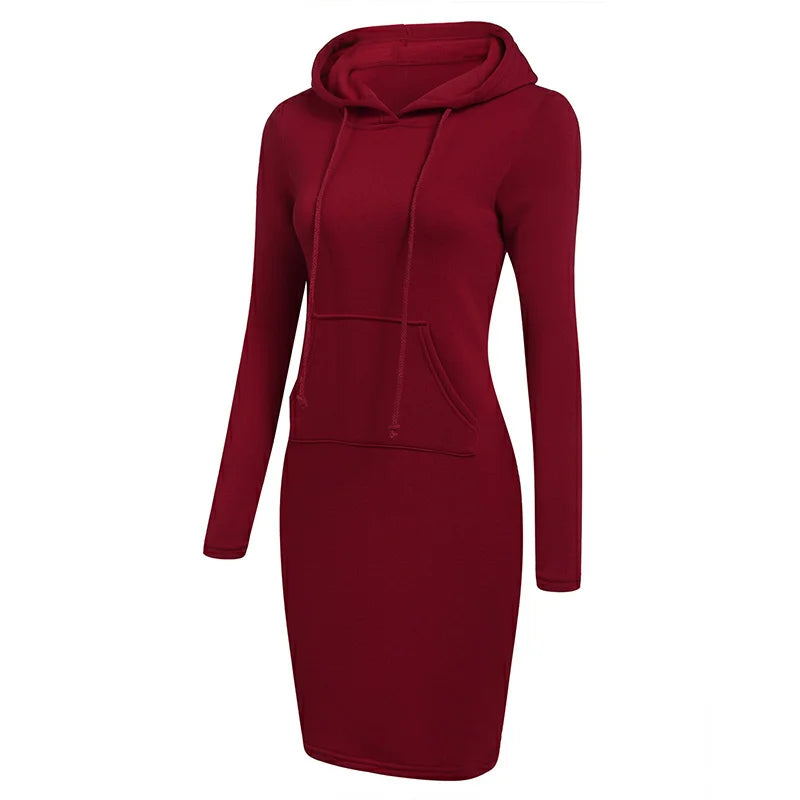 Fashion Sweatshirt Dresses Women's Pocket Hooded Casual Dresses Mini Dresses Badiee Stylez