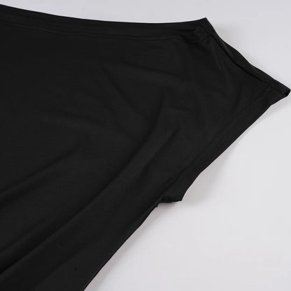 SUCHCUTE Bat Sleeve Wrap Dress Women One-Shoulder Solid Backless Bodycon Dress Evening Party Club Dress Y2K Sexy Outfits Summer