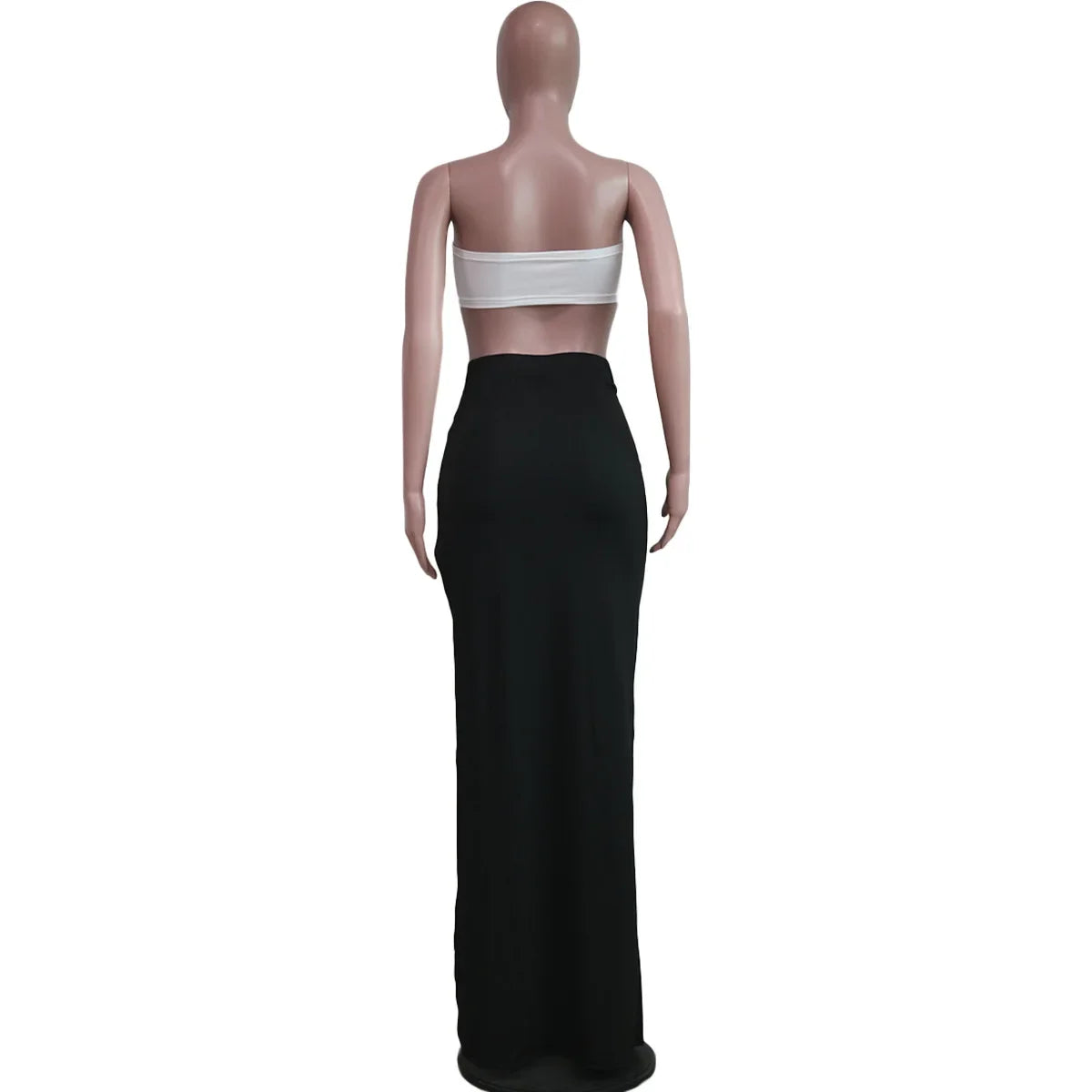 New Chic Gold Ring Bandeau Slit Skirt Two-Piece Set Womens Beautiful Off Shoulder Matching Skirt Set Nightclub Outfits Badiee Stylez