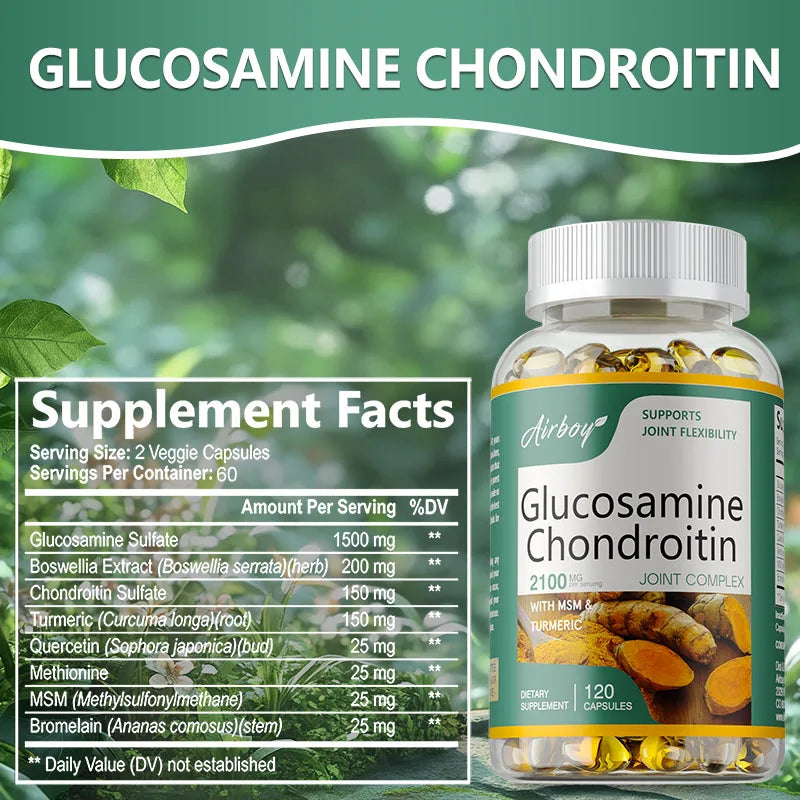 Glucosamine Chondroitin MSM - Joint Support Supplement for Men and Women, Triple Strength Vitamin - Relieve Joint Discomfort