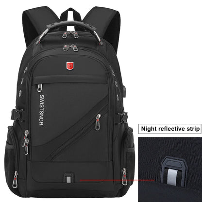 Waterproof 15.6/17.3 Inch Laptop Backpack Men USB Charging Swiss Backpack Travel Women Rucksack Male Vintage School Bag Mochila