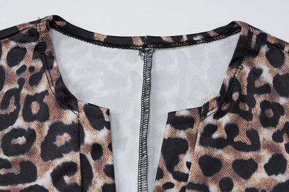 2024 Summer New Product Leopard Print short Sleeved V-neck Fashionable Tight Fitting Hip Lifting Jumpsuit For Women