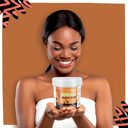 GZE African Black Soap 3-in-1 Face, Hair, and Body Cleanser - Deeply Cleanses and Moisturizes Skin and Hair, Natural Ingredients Badiee Stylez