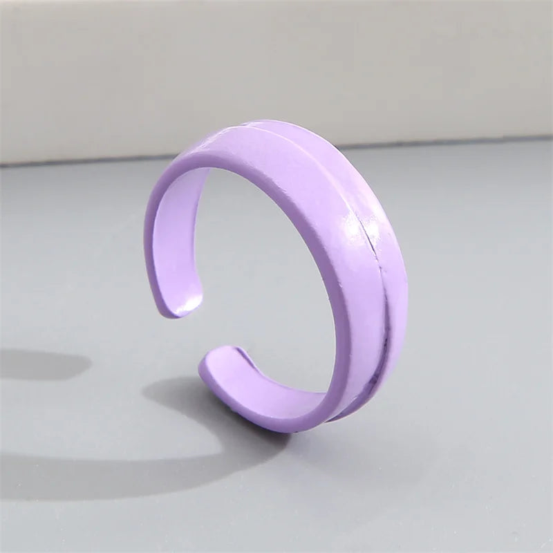 2022 Summer Colorful Ring Set Wholesale Fashion Geometric Chain Candy Color Irregular Opening Rings Women Party Finger Jewelry