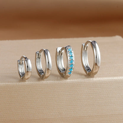 4PCS Set Stainless Steel Huggie Minimal Hoop Earrings 6/8/10mm Crystal Zirconia Helix Tragus Cartilage Earrings Piercing Jewelry Badiee Stylez