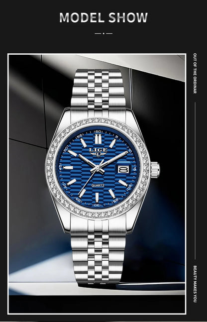 Relogio LIGE Women's Watch Luxury Fashion Quartz Ladies clock Stainless Steel Waterproof Calendar Watch for Women montre femme