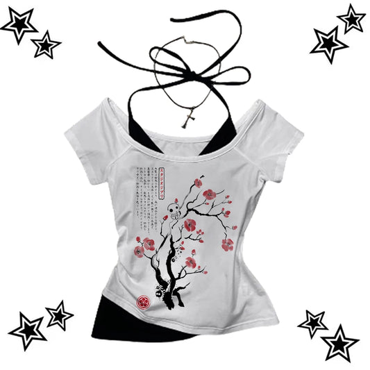 Beautiful Flower pattern Print vest Women Crop top Casual fashion Tops cute Comfortable sexy Female Clothes Sweet Girl Baby Top WHITE