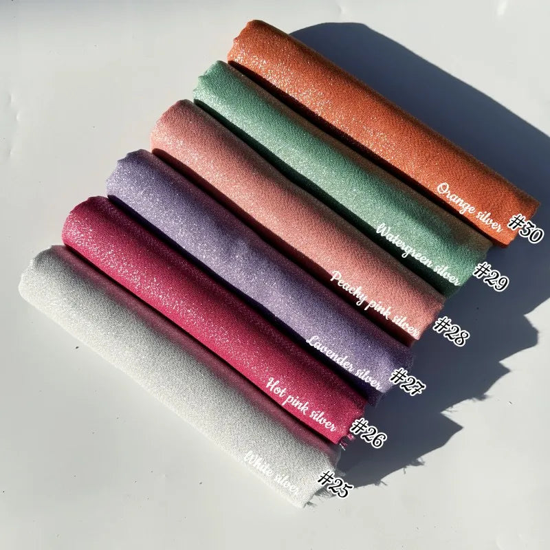 Lastest Brand Design Scarf Shiny Solid Color Shawls Rayon Fabric Gold Silk Silver Wire Head Shawl Fringe Hijab For Women