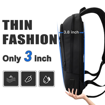 Hk Slim Laptop Backpack Men 14 Inch Office Work Women Backpack Thin Business Bag Unisex Black Ultralight Small Backpack School
