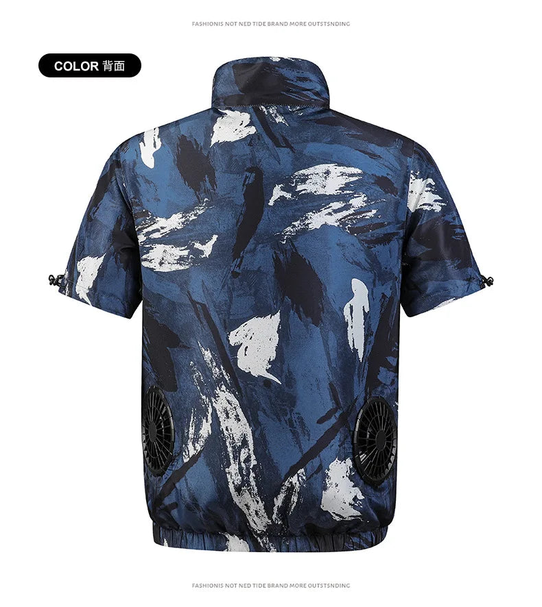 Summer air conditioning clothes men's short sleeve work clothes charging refrigeration anti-heat cooling fan sunscreen clothes