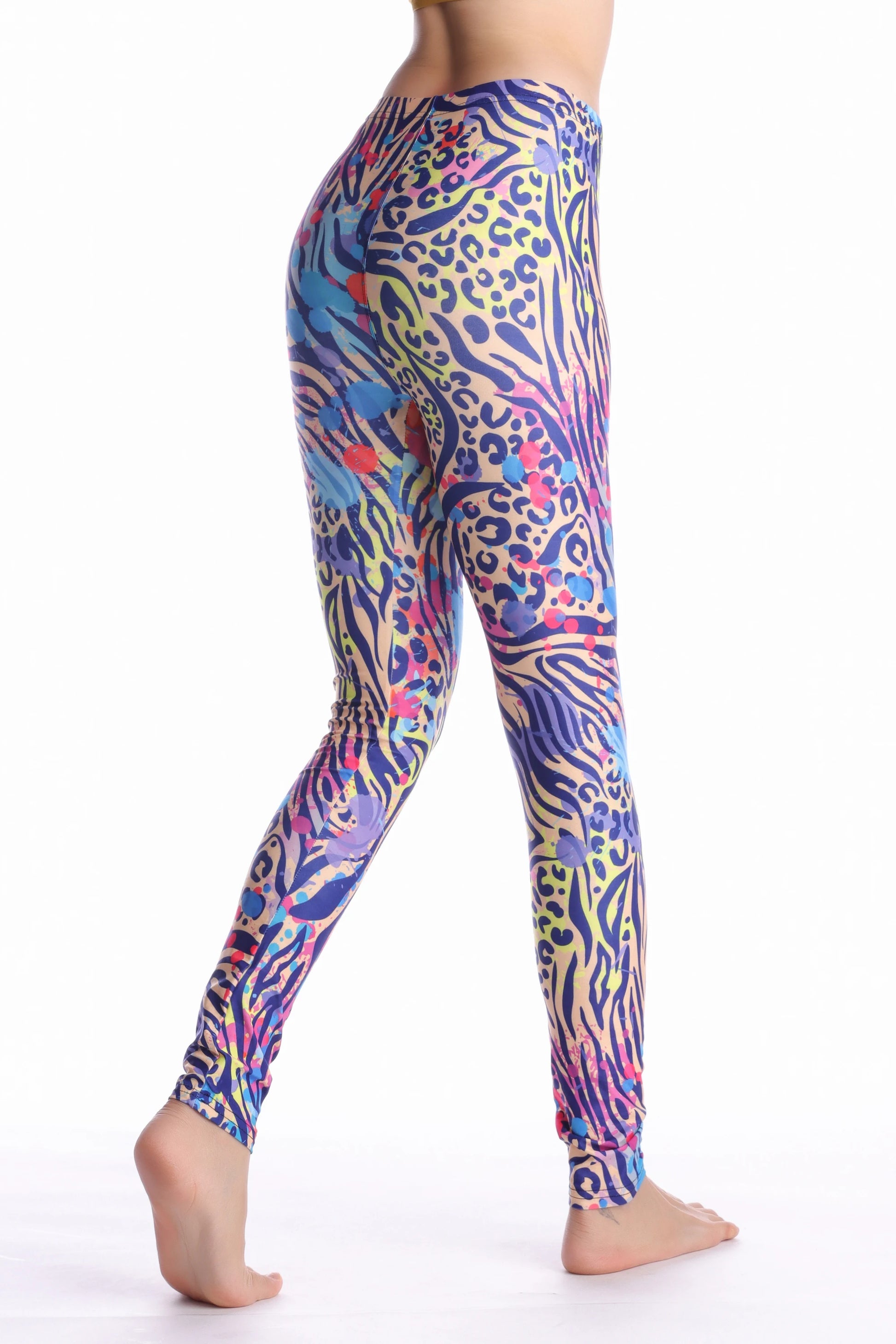 Women Leggings High Waist Cartoon Comic Beauty Print Trousers Soft Female Casual Elastic Pant