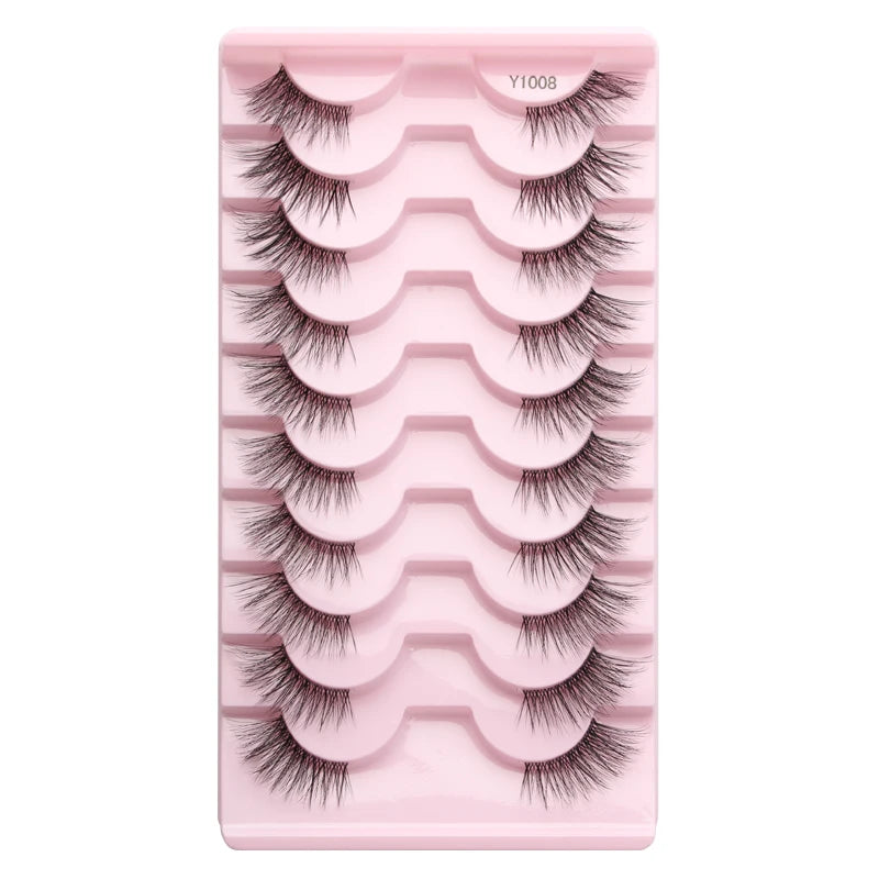 SHIDISHANGPIN 5/10Pairs False Lashes Cat Eye Eyelashes Eyelash Extension 3D Mink Half Lashes Natural Makeup faux Cils maquiagem 10 Pairs Y1008