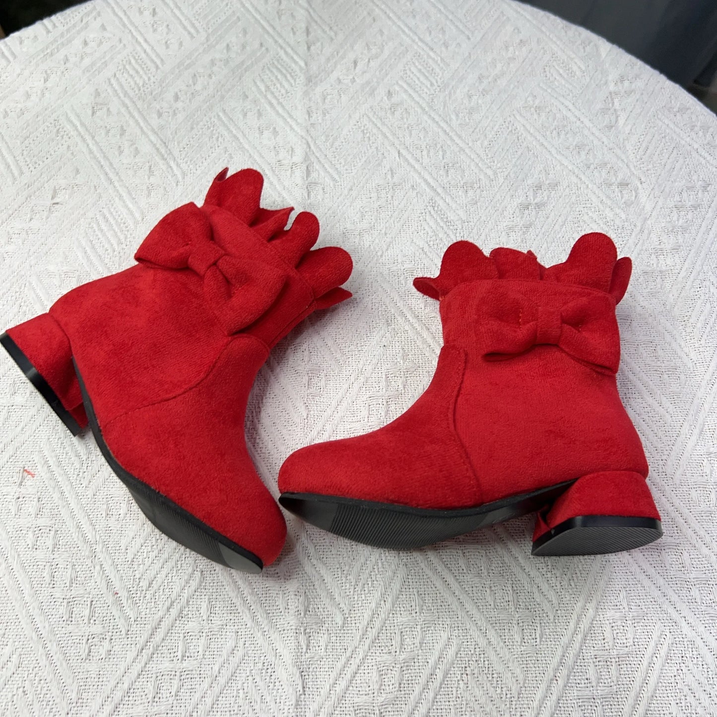 Spring Autumn Bow Girls Fashion Toddler Boots PU Leather Low Heel Kids Princess Boots Party Zip Children Ankle Baby Girl Shoes