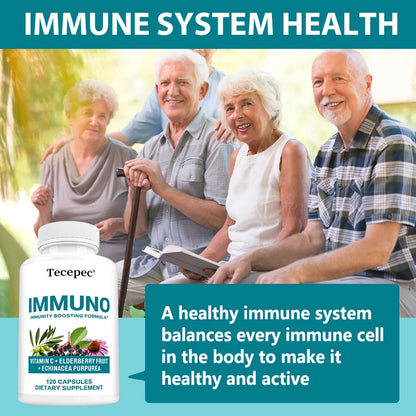 Immune Support Capsules - with Vitamin C, Elderberry Fruit, Echinacea Purpurea - Balances The Immune System and Physical Health
