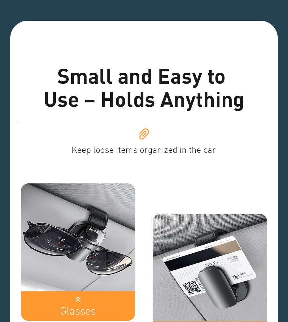 Baseus Car Eyeglass Storage Clip Sun Visor Sunglasses Holder for Auto Card Ticket Stand Interior Accessories Car Eyeglass Holder