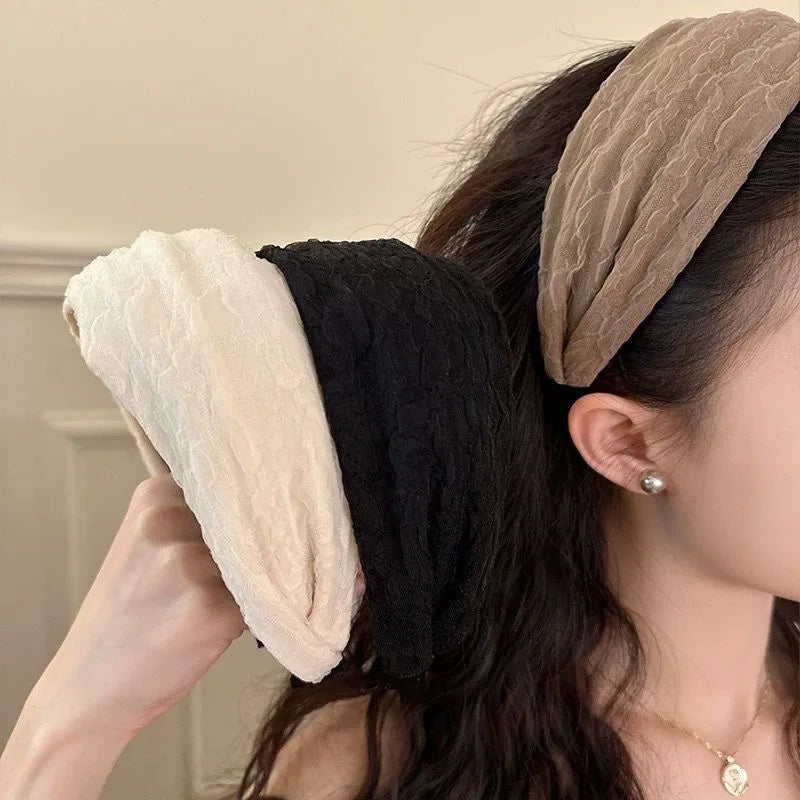 2025 Korea Elegant Chiffon Wide Hairbands Headband Women Girls Gift Scrunchie Hair Head Hoop Band Accessories Headdress Headwear