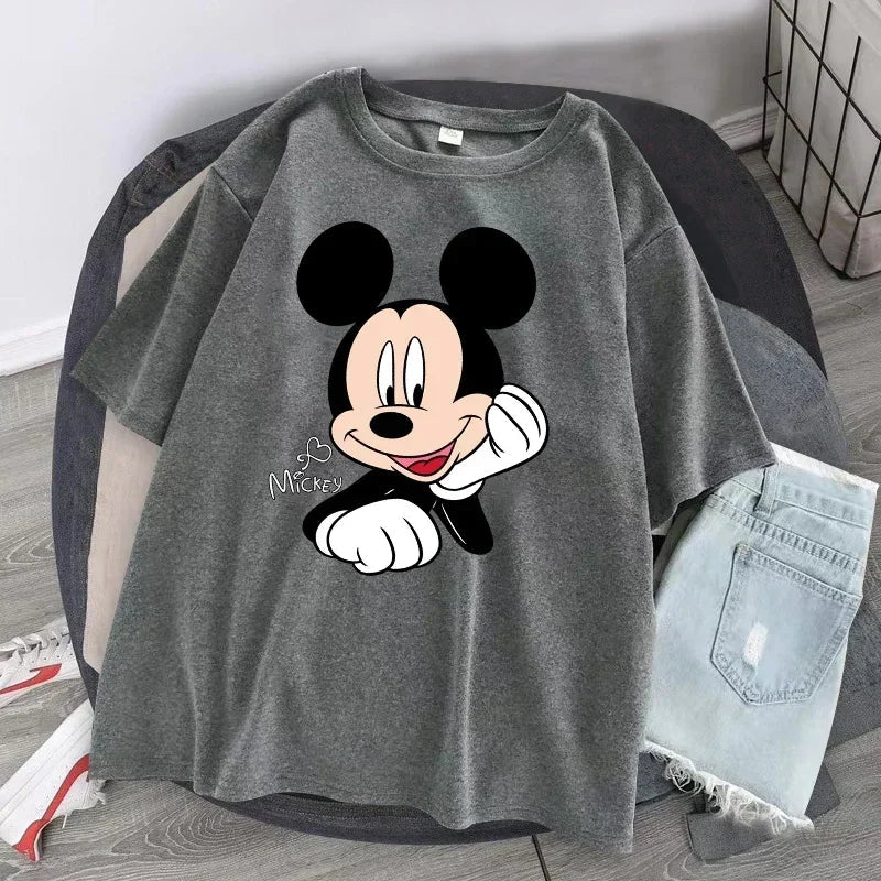 Women's T-shirt Cartoon Streetwear Mickey Mouse Women Tee Korean Loose Short Sleeve T Shirt Summer Y2k Clothes Tops Badiee Stylez