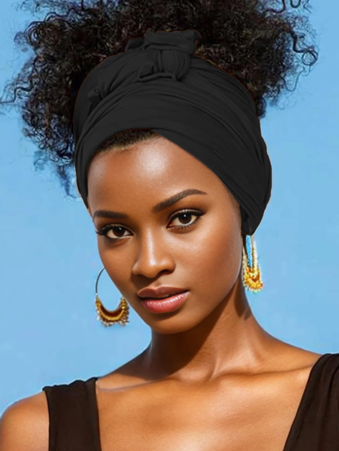 Hot selling stretch jersey turban african headband solid color super soft extra long breathable headband for women