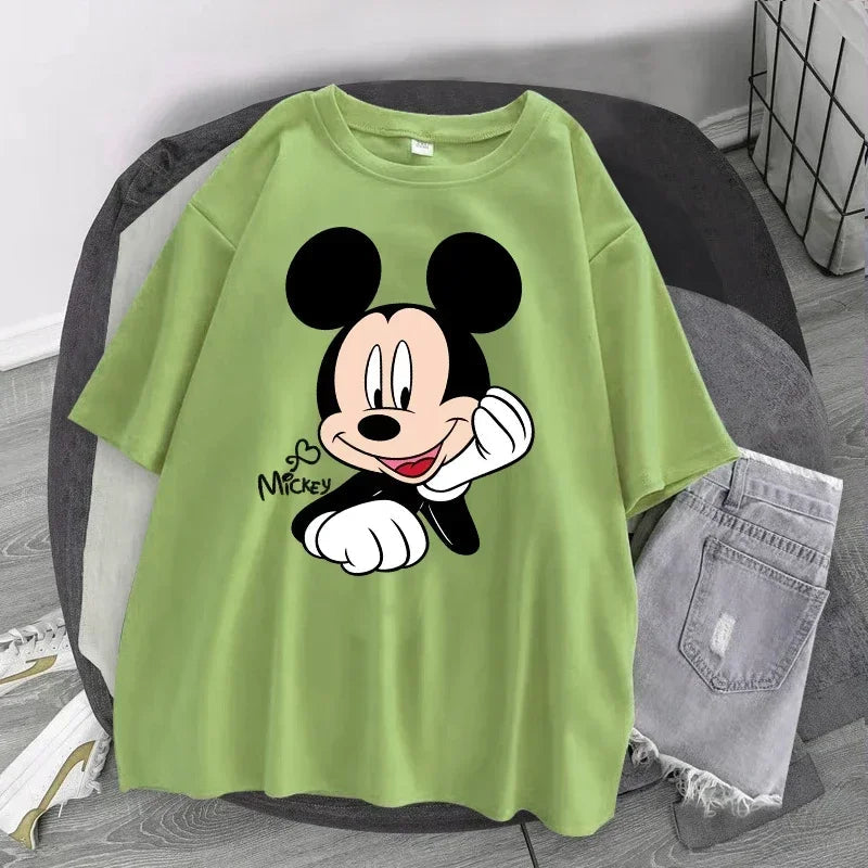 Women's T-shirt Cartoon Streetwear Mickey Mouse Women Tee Korean Loose Short Sleeve T Shirt Summer Y2k Clothes Tops Badiee Stylez