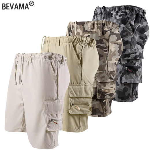 Summer Men Cargo Shorts Loose Solid Color Casual Shorts Pant Fashion Pocket Military Shorts Male Camouflage Jogging Sports Pants Badiee Stylez