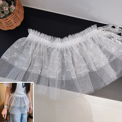 French Lace Up Short Fart Curtain Skirt Spring Layered Skirt INS Women Wrap Skirt Bandage Dress Apron Curtain Expansion Skirt 8 One Size