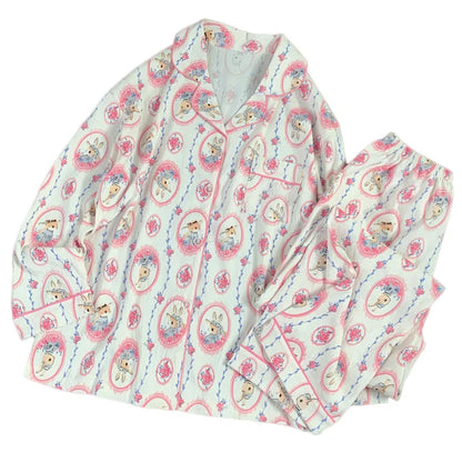 Spring and Autumn Women's New Cloud Cotton Pajamas Homewear Set Students Sweet Printing Long Sleeves Long Pants Pajamas Homewear