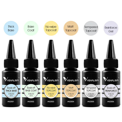 Venalisa Long Wear Tempered Top Coat Reinforce Gel Refill Package Soak Off UVLED Nail Gel Polish Big Volume 225g/30ml Base Gel