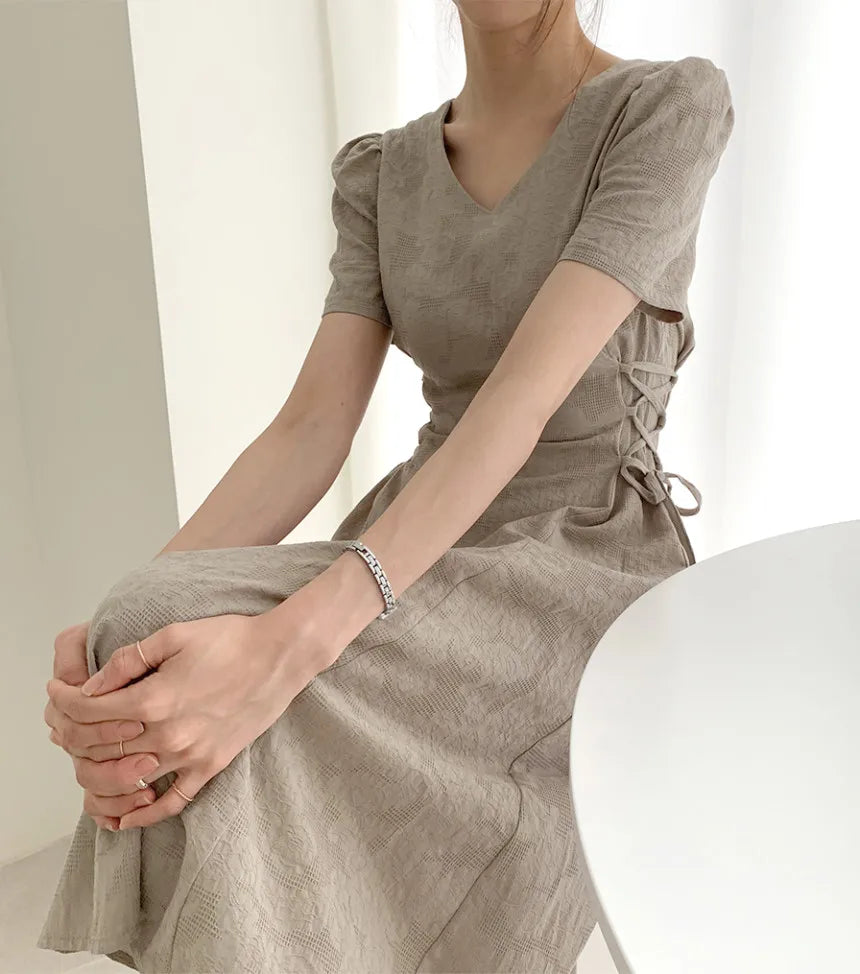 Cotton Linen Dress Long New Hot Sales Woman Short Sleeve Solid Retro Vintage Long Dresses