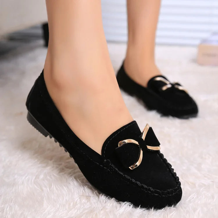 Women's Flat Shoes Fashion Casual Lofers 2023 Ladies Elegant Butterfly-Knot Comfortable Shoes Women Soft Classic Office Shoes black