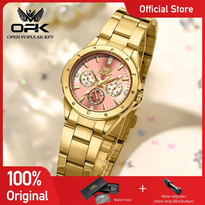 OPK 6001 Women's Watches Original Quartz Watch Waterproof Multifunctional Chronograph Ladies Watches Girls Gifts Reloj Mujer