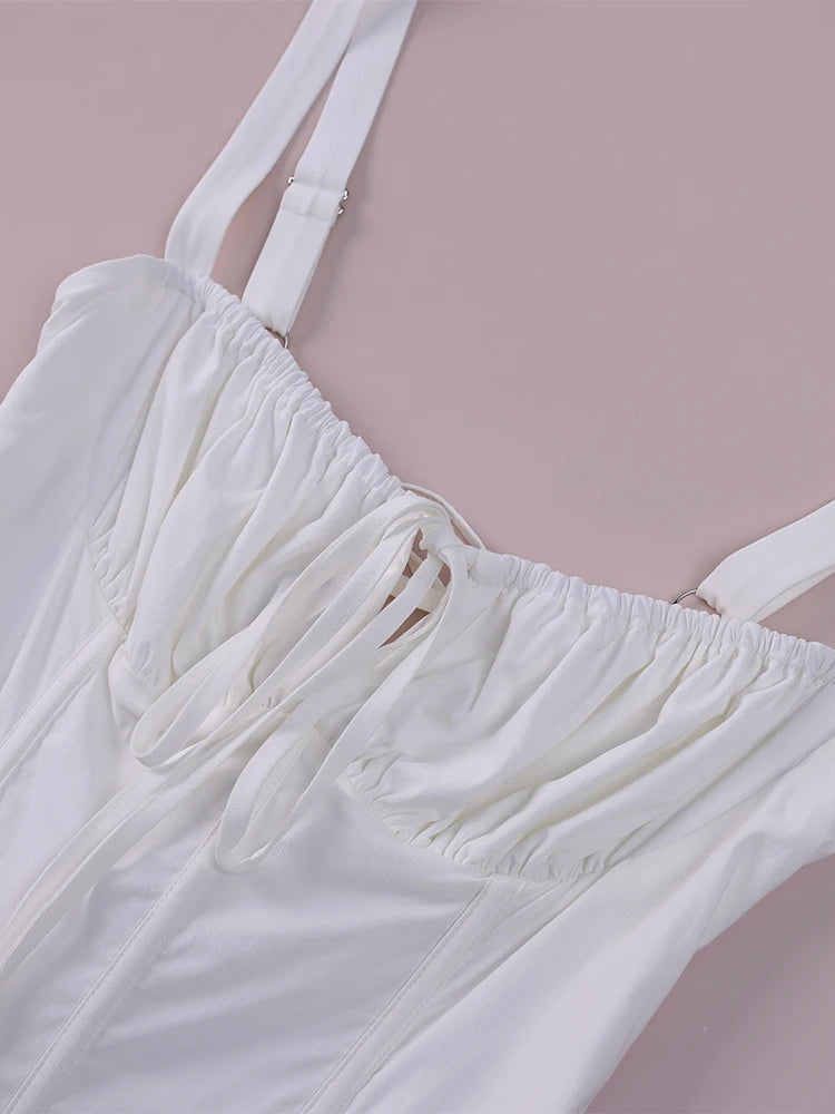 NewAsia Fashion Solid Mini Dress Sweet Adjustable Bandage Backless Slim Camis Dresses Elastic Zipper Robe Holiday Style Vestidos