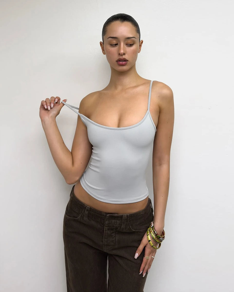 Tank Baby Blue Women's Summer Camisole Soy Color Fog Gray New Color Custom Dyed Tight Bottoming Shirt Slim Fit Top