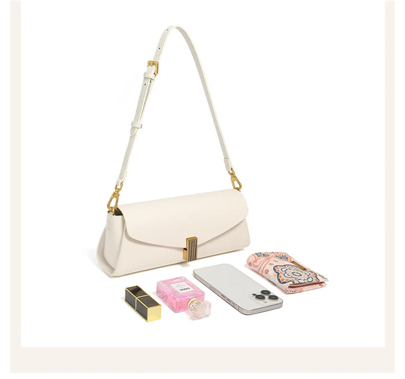 Toptrends Genuine Leather Underarm Shoulder Bags For Women 2025 Luxury Designer Crossbody Purses Envelope Flap Ladies Handbags