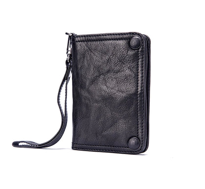 Vintage Genuine leather wallet Men leather long wallet men purse clutch bag male money clips zip around money bag card holder