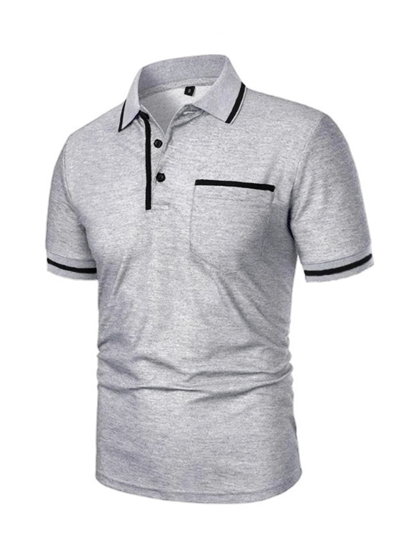 Men's Trendy Short Sleeve Polo - Breathable Casual Top with Pockets