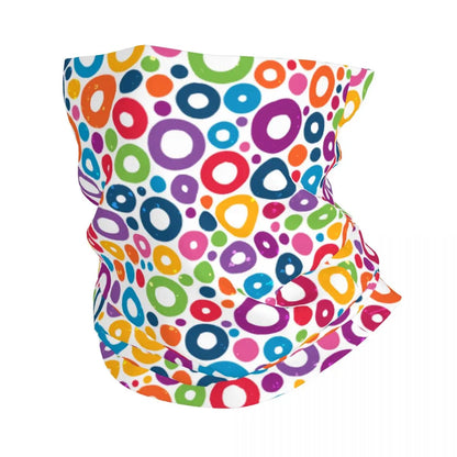 Custom Colorful Pop Art Geometric Polka Dot Bandana Winter Neck Warmer Windproof Wrap Face Scarf for Hiking Gaiter Headband 23 one size
