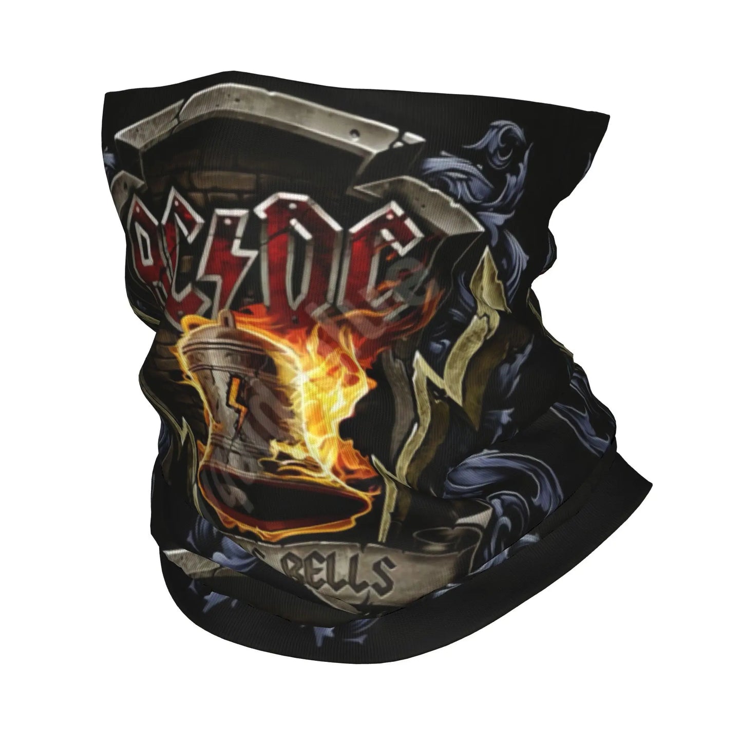 Custom Black AC DC Logo Camouflage Heavy Metal Band Bandana Neck Warmer Women Men Winter Hiking Ski Scarf Gaiter Face Cover 12 Bandana