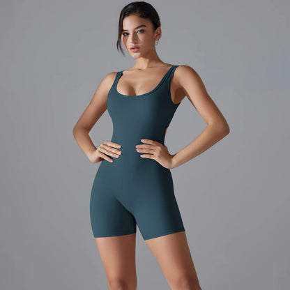New V Back Scrunch Sports Jumpsuit Women Gym Rompers Sleeveless Sportswear Bodysuits Women Casual One-Piece Suit Yoga Clothing