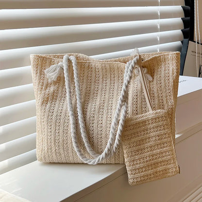 Designer Women Handbags Fashion Large Capacity Straw Tote Bag Summer Beach Bag Casual Bali Big Purse