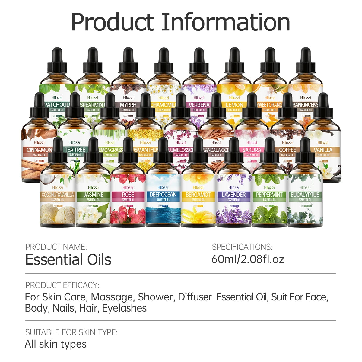 60ml Agarwood-Cedarwood-Vetiver-Pine Palm-Ocean-Sweet Tobacco-Black CastorAromatherapy Essential Oils Aromatherapy Essentia - Badiee Stylez