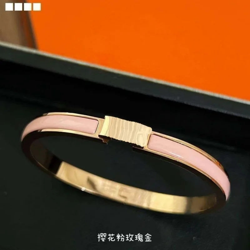 Luxury Fashion Stainless Steel Enamel Bracelet, Fashionable, Women's Festival Luxury, Colorful Jewelry Access 2025 Fashion Orange