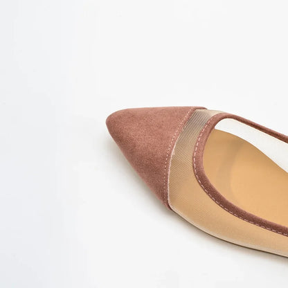 Women's Casual Sandals Pointed Spliced Flat Shoes for Women's Daily Shallow Mouth Fashion Mesh Shoes Single Shoe Women Shoes