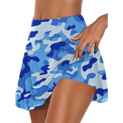 12 Colour Leopard Print Butt Lifting Skorts Casual Summer Workout High Waist Shorts Women's Clothing Blue