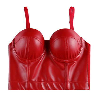 Wechery Women Leather Corset Top Crop Bustier Gothic Bra Push Up Bodice Sexy Lingerie Corselet Party Short Camis Plus Size 6XL