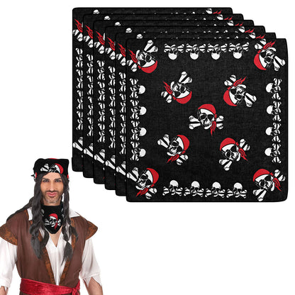 6pcs Pirate Skull Headscarf Bandana Headband Handkerchief Skeleton Cosplay Costume Props Accessories Default Title