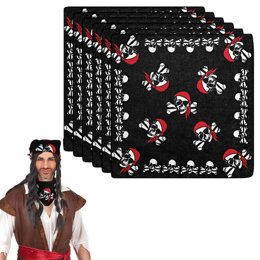 6pcs Pirate Skull Headscarf Bandana Headband Handkerchief Skeleton Cosplay Costume Props Accessories Default Title