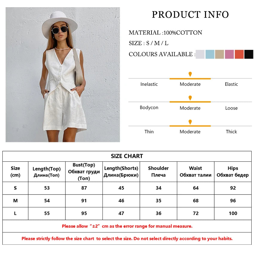 Marthaqiqi Loose Cotton Women'S Pajamas Sets Sexy V-Neck Sleepwear Tank Tops Nightwear Casual Shorts Femme Summer Pyjamas Suits