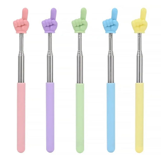 Creative Stainless Steel Teaching Telescopic Rod Finger Design Teaching Stick multifunctional Reading Stick home School Supplies Badiee Stylez