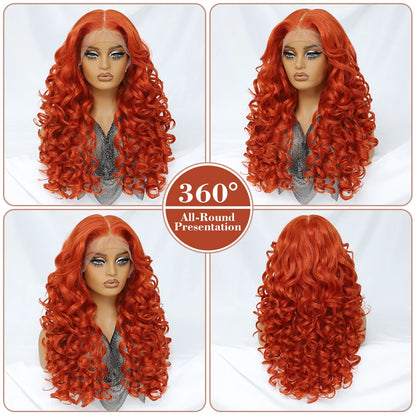 Latisha 13X6 HD Synthetic Lace Front Wigs Curly Pre Plucked Lace Frontal Wig with Bangs for Women Highlight with Babyhair 24Inch Badiee Stylez